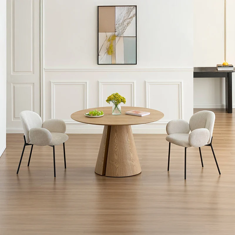 Table de salle à manger ronde Isabeau et 4 Fauteuil salle à manger Harlow [Ensemble de Salle à Manger]