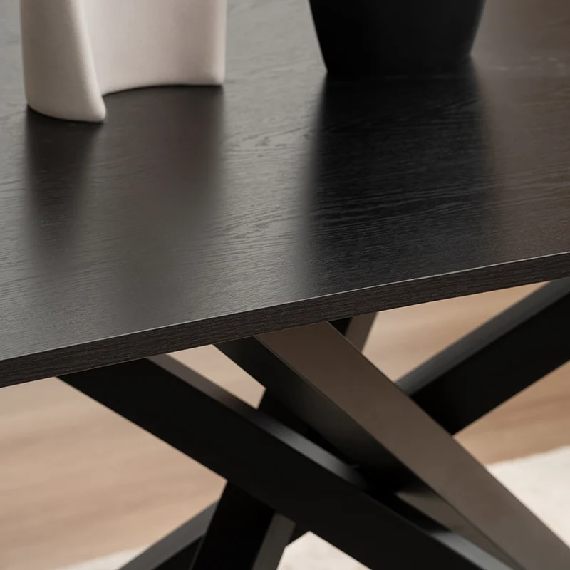 Table de salle à manger rectangulaire Thalia [Bois noir ou noyer] [180 cm]