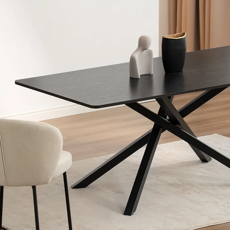 Table de salle à manger rectangulaire Thalia [Bois noir ou noyer] [180 cm]