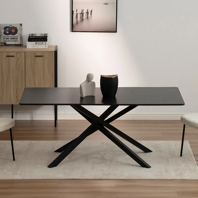 Table de salle à manger rectangulaire Thalia [Bois noir ou noyer] [180 cm]