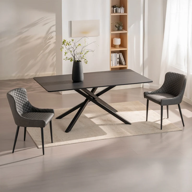Table de salle à manger rectangulaire Thalia [Bois noir ou noyer] [180 cm]