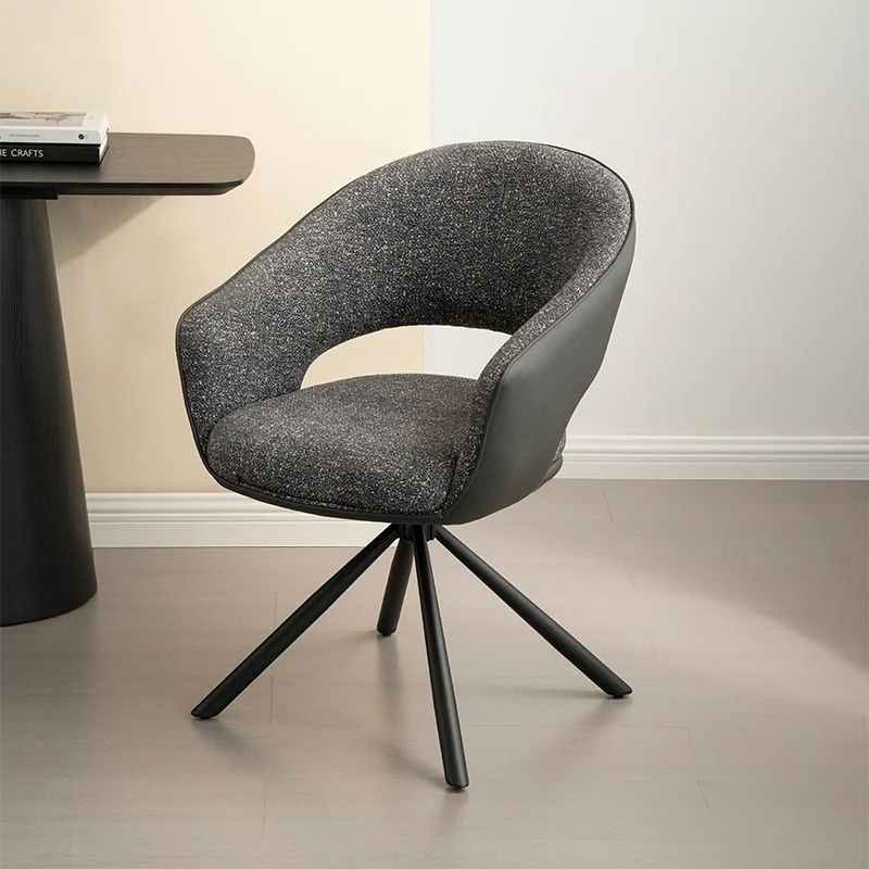 Fauteuil salle à manger Pivotant à 180° Bronywn [Tissu effet lin & Simili cuir]