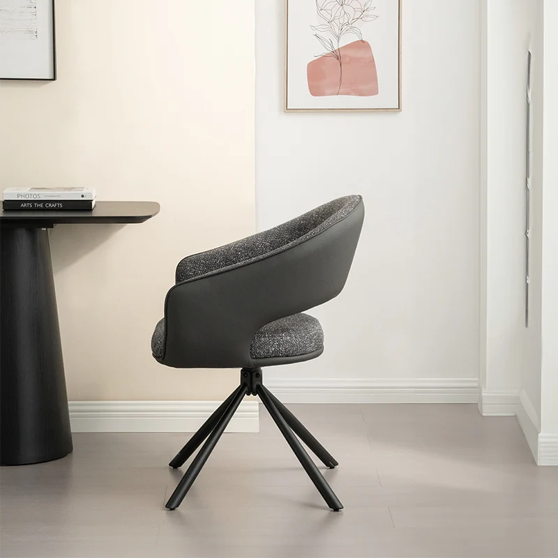 Fauteuil salle à manger Pivotant à 180° Bronywn [Tissu effet lin & Simili cuir]