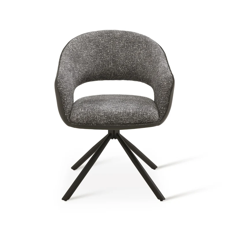Fauteuil salle à manger Pivotant à 180° Bronywn [Tissu effet lin & Simili cuir]