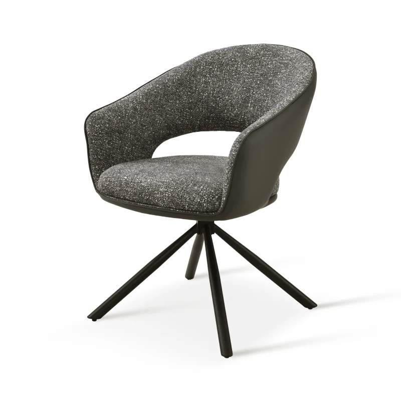 Fauteuil salle à manger Pivotant à 180° Bronywn [Tissu effet lin & Simili cuir]