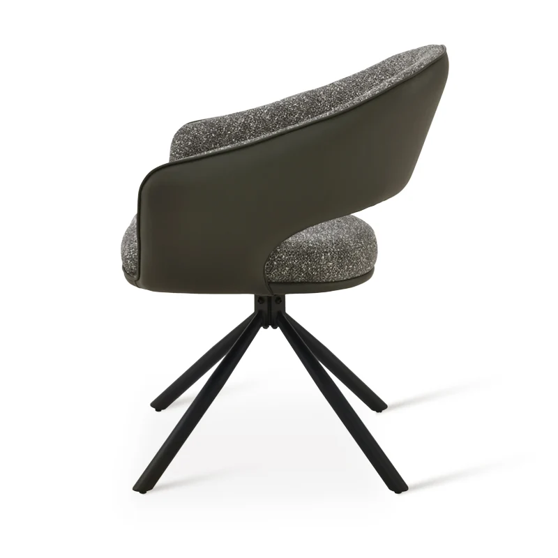 Fauteuil salle à manger Pivotant à 180° Bronywn [Tissu effet lin & Simili cuir]