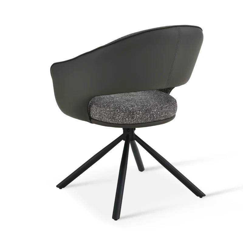 Fauteuil salle à manger Pivotant à 180° Bronywn [Tissu effet lin & Simili cuir]