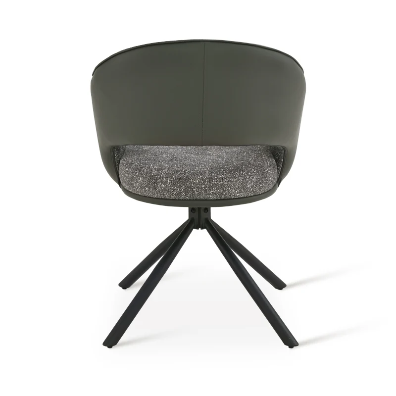 Fauteuil salle à manger Pivotant à 180° Bronywn [Tissu effet lin & Simili cuir]