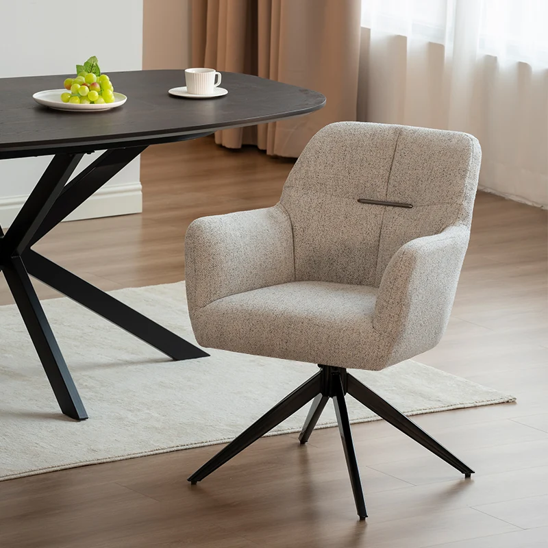 Fauteuil salle à manger pivotantes à 360° Sona [Beige][Lot de 1] [Tissu effet lin]