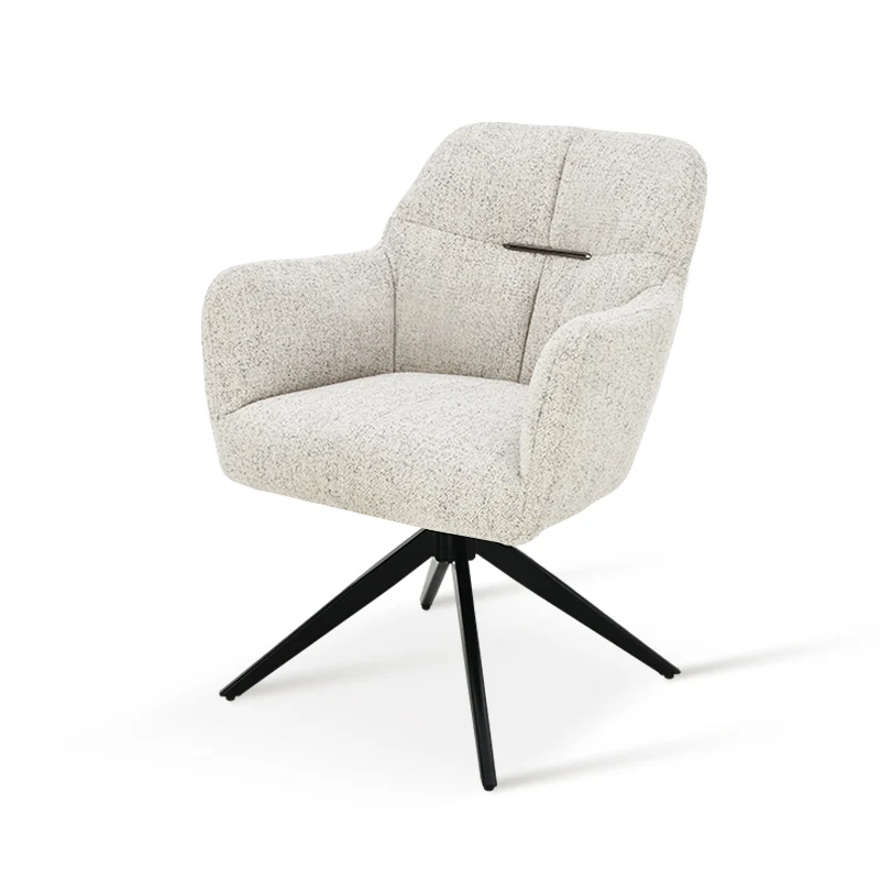 Fauteuil salle à manger pivotantes à 360° Sona [Beige][Lot de 1] [Tissu effet lin]