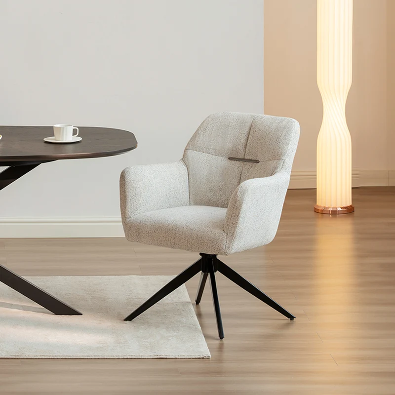 Fauteuil salle à manger pivotantes à 360° Sona [Beige][Lot de 1] [Tissu effet lin]