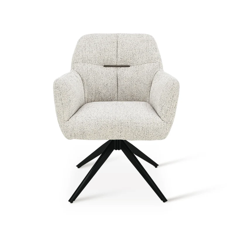 Fauteuil salle à manger pivotantes à 360° Sona [Beige][Lot de 1] [Tissu effet lin]