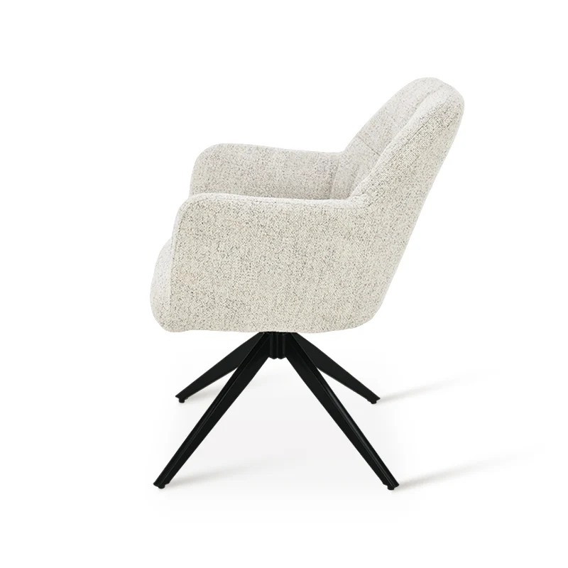 Fauteuil salle à manger pivotantes à 360° Sona [Beige][Lot de 1] [Tissu effet lin]