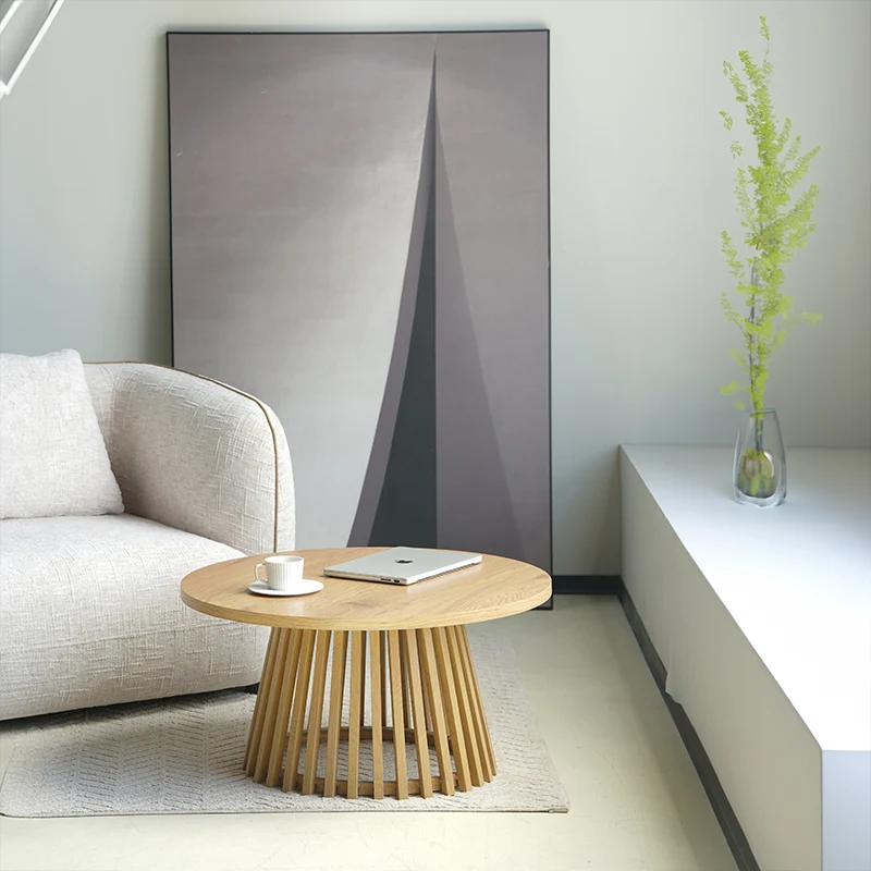 Table basse ronde Veronica S [Bois & Noir] [80 cm]