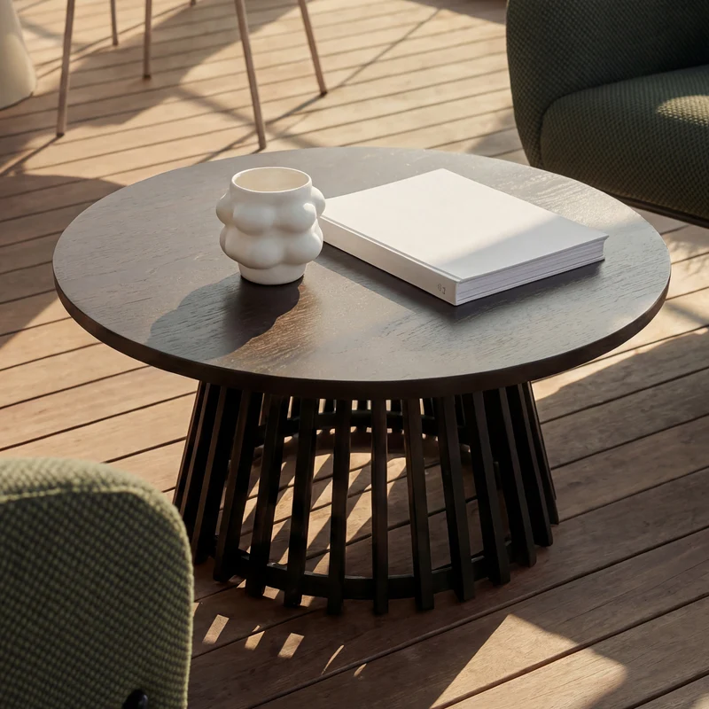 Table basse ronde Veronica S [Bois & Noir] [80 cm]