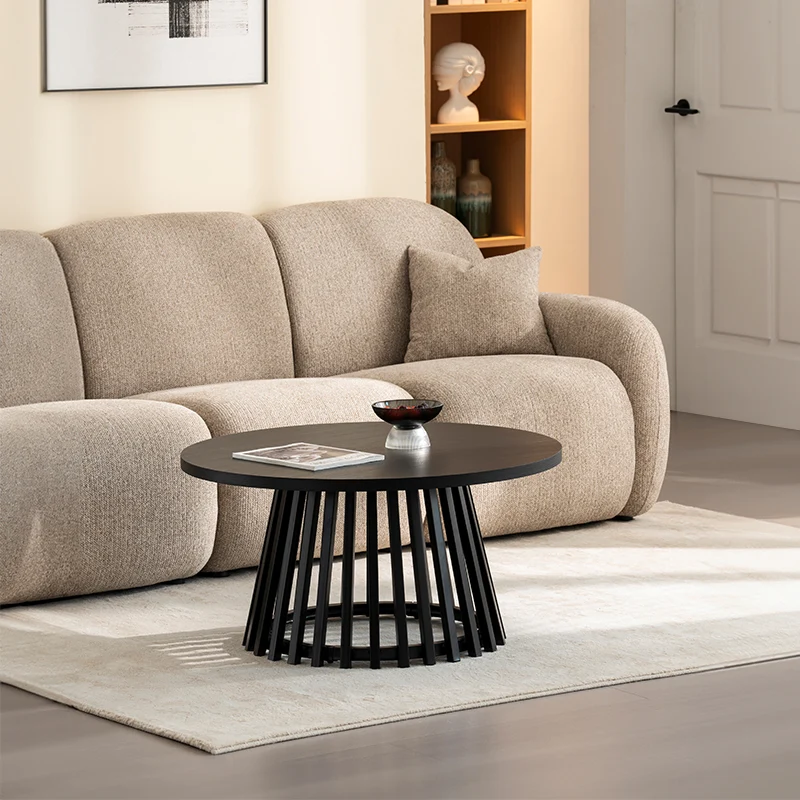 Table basse ronde Veronica S [Bois & Noir] [80 cm]