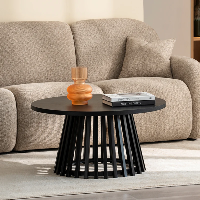 Table basse ronde Veronica S [Bois & Noir] [80 cm]