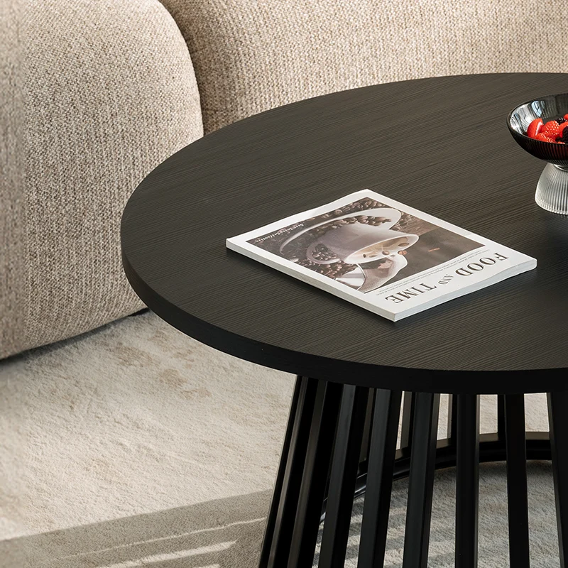 Table basse ronde Veronica S [Bois & Noir] [80 cm]