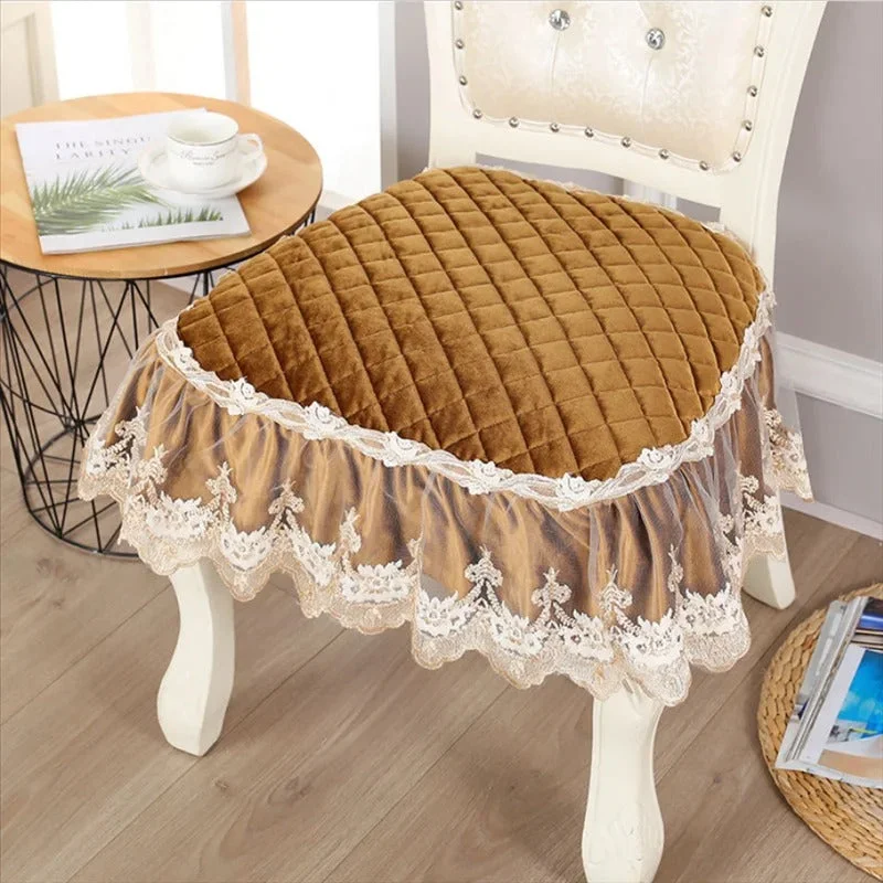 Galette de Chaise Marron dentelle