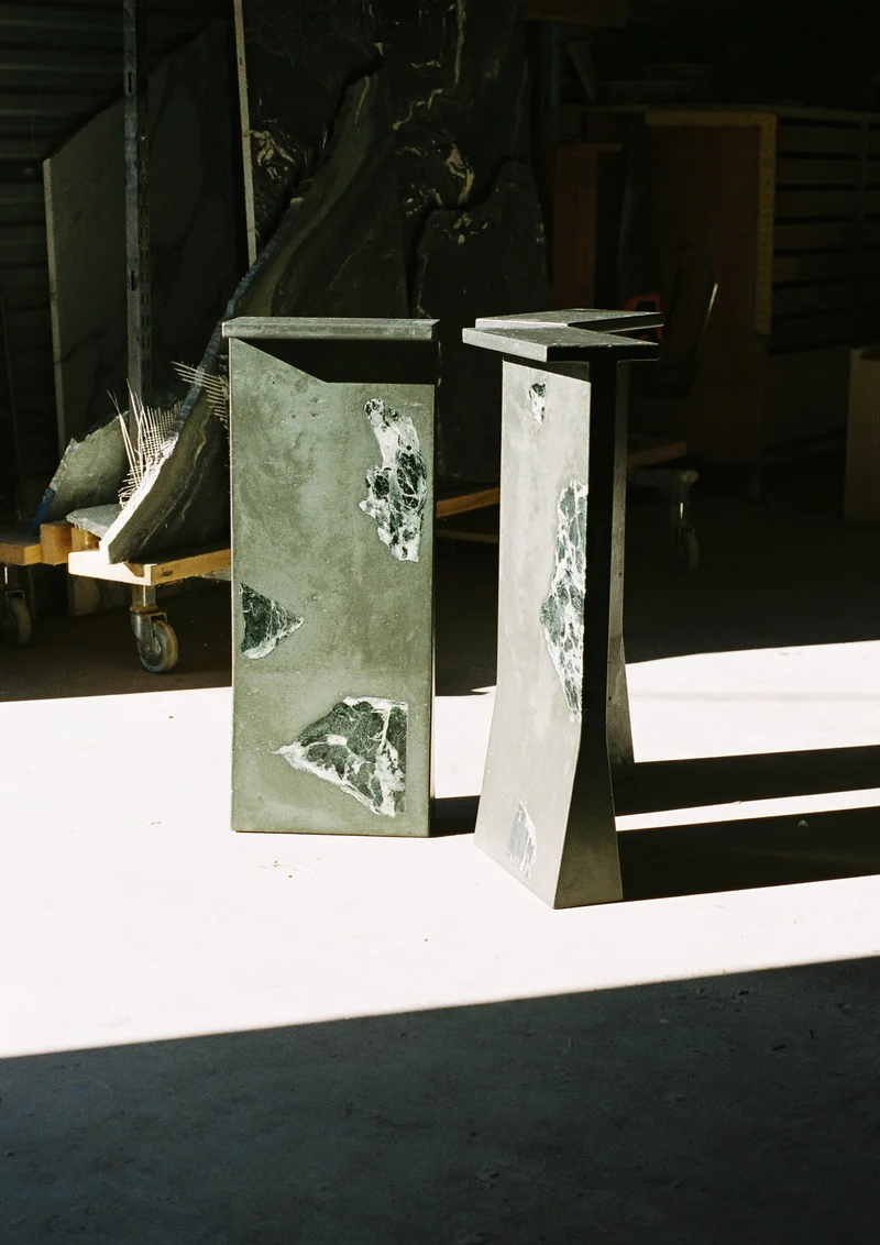 SET Dining Table - Alpi Marble and Forrest Green Cast Concrete