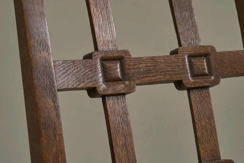 Beautiful Set of 4 French Chairs in Solid Oak and Velvet 1940s