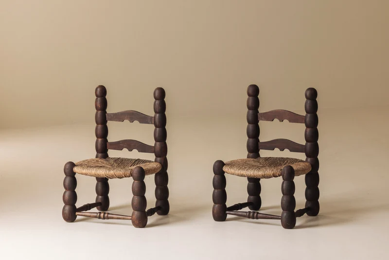 Pair of Spanish Bobbin-Turned Side Chairs, Early 20th Century