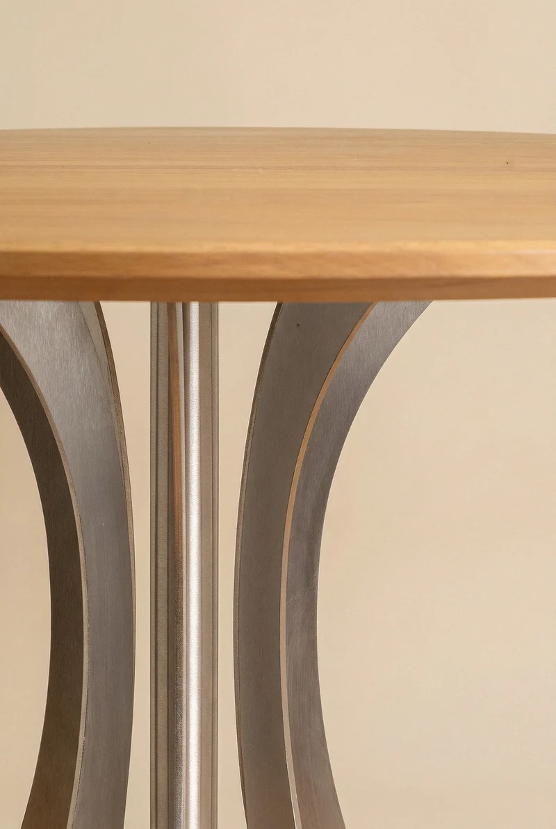 Fibonacci Dinning Table - Stainless Steel and Solid Wood