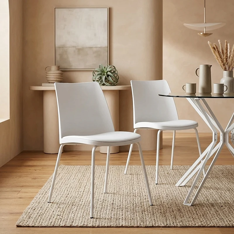 Chaise Résine Faux Cuir - Cosmo Blanc