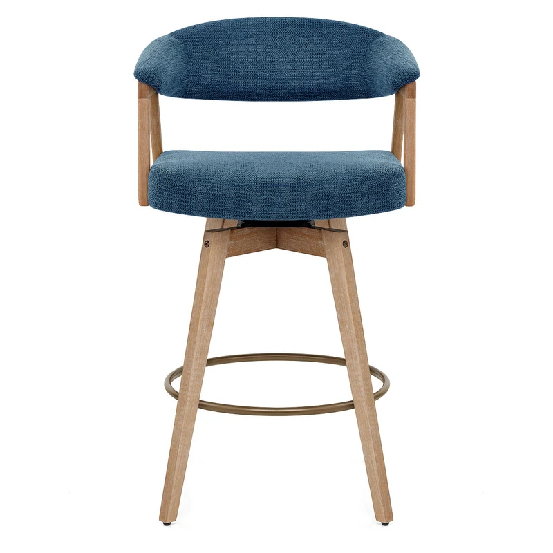 Tabouret de Bar Bois Tissu - Falco Bleu