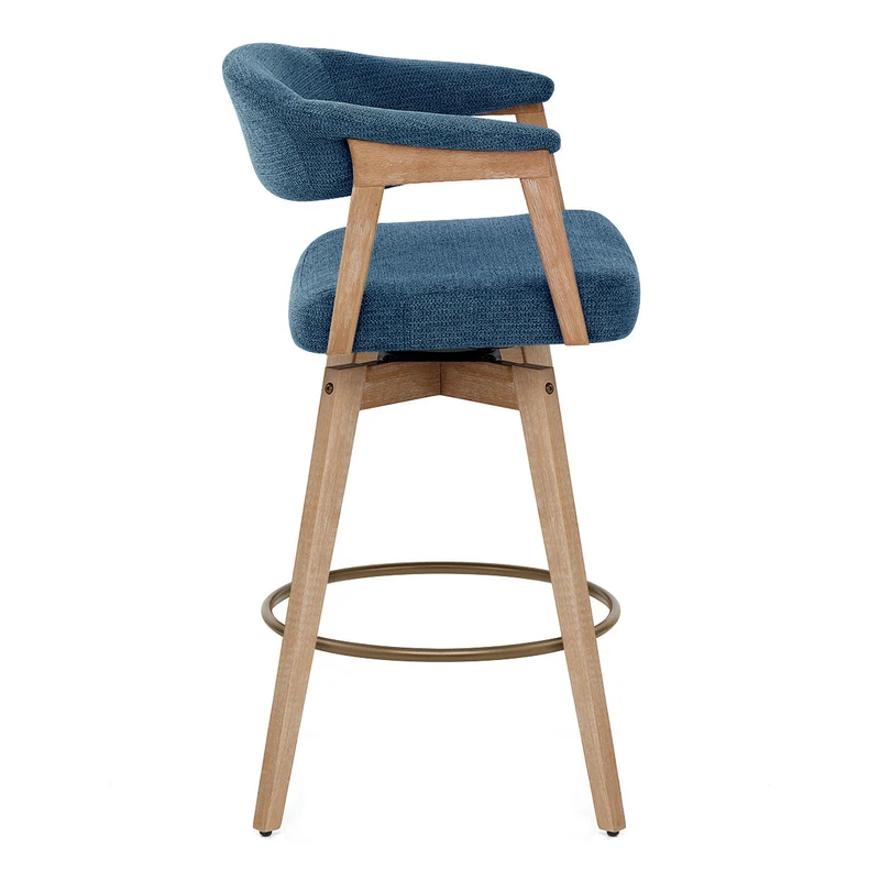 Tabouret de Bar Bois Tissu - Falco Bleu