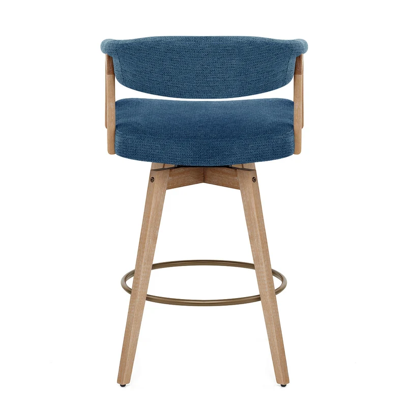 Tabouret de Bar Bois Tissu - Falco Bleu