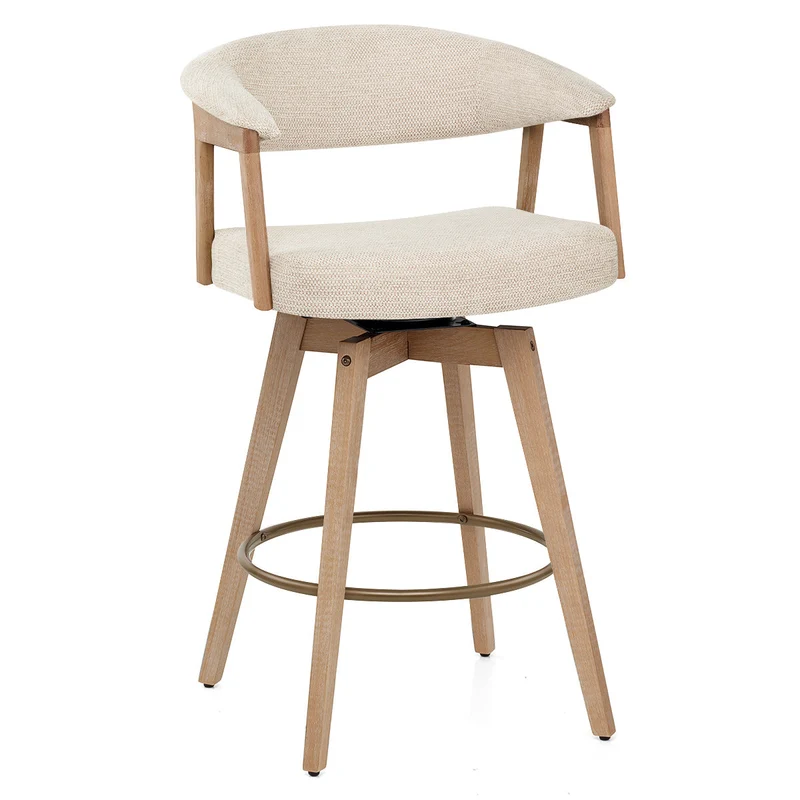 Tabouret de Bar Bois Tissu - Falco Crème