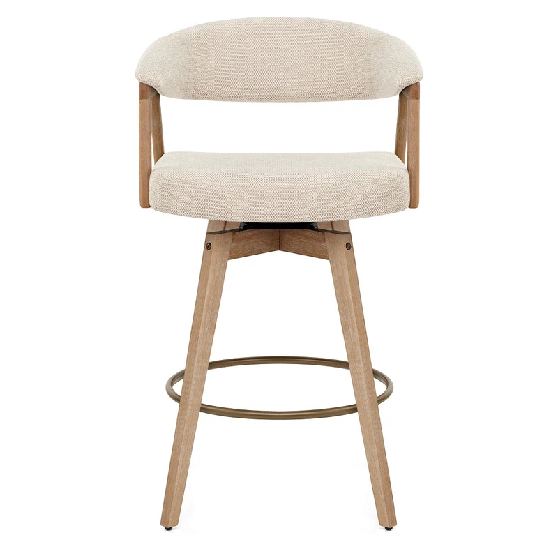 Tabouret de Bar Bois Tissu - Falco Crème