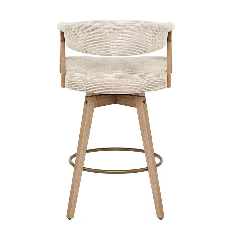 Tabouret de Bar Bois Tissu - Falco Crème