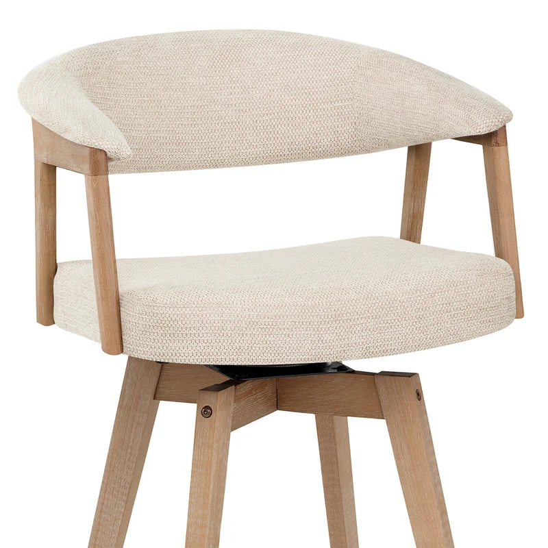Tabouret de Bar Bois Tissu - Falco Crème