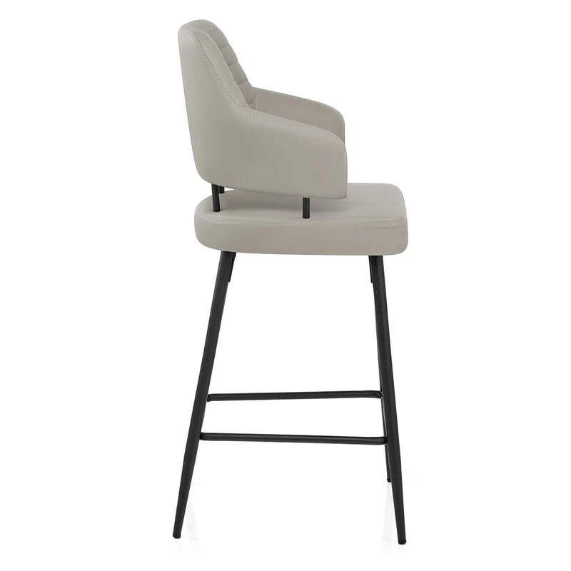 Tabouret Faux Cuir Noir - Hampton Gris Clair