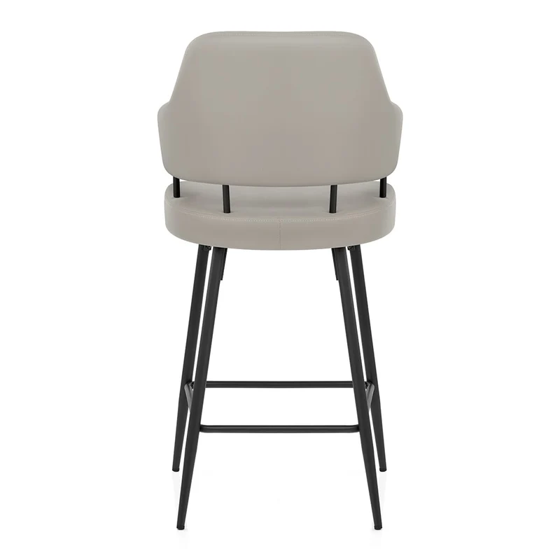 Tabouret Faux Cuir Noir - Hampton Gris Clair