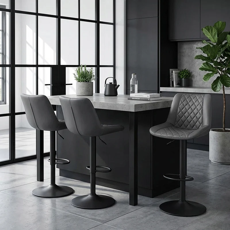Chaise de Bar Faux Cuir - Faro Gris