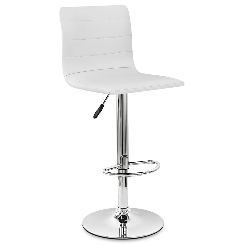 Chaise de Bar Cuir Chrome - Fabio Blanc