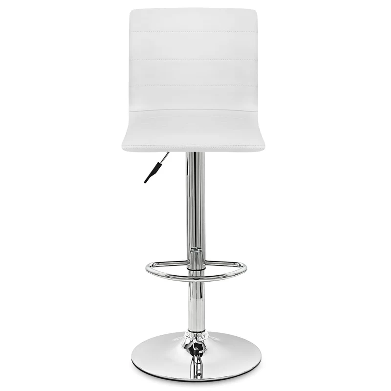 Chaise de Bar Cuir Chrome - Fabio Blanc