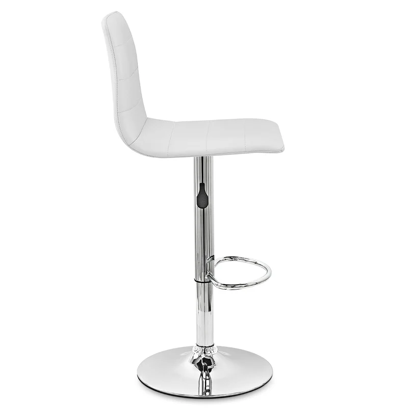 Chaise de Bar Cuir Chrome - Fabio Blanc
