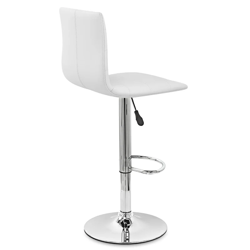 Chaise de Bar Cuir Chrome - Fabio Blanc