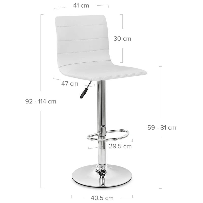 Chaise de Bar Cuir Chrome - Fabio Blanc
