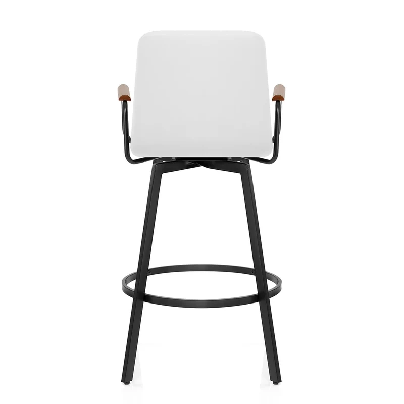 Tabouret Faux Cuir Bois - Marco Blanc