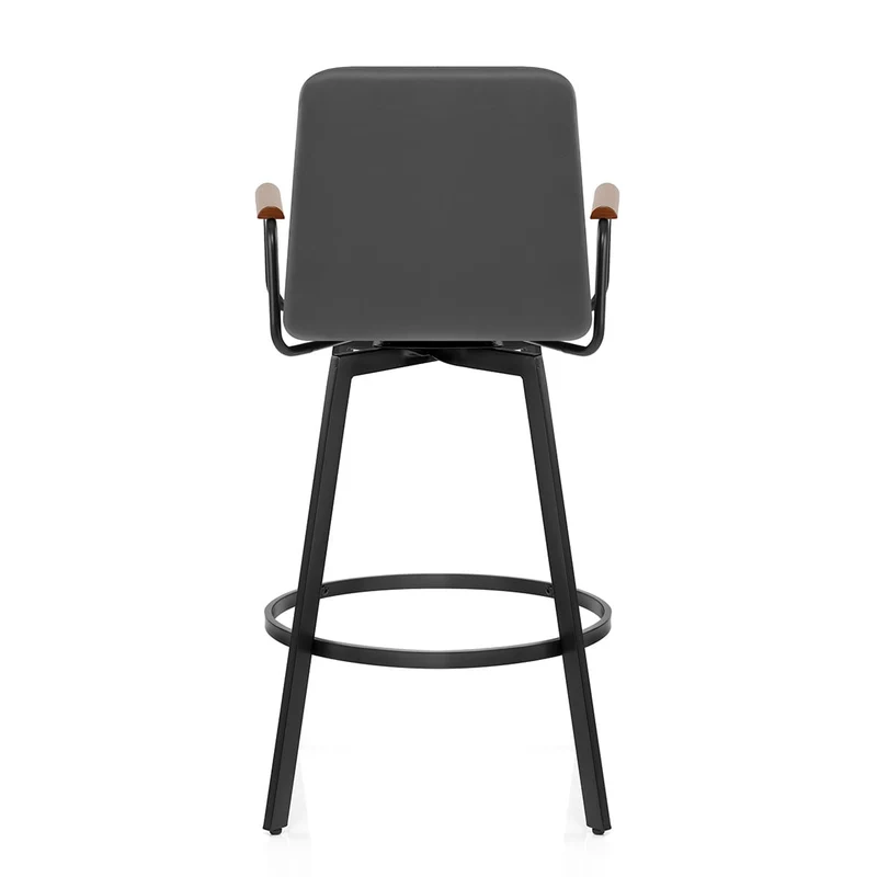Tabouret Faux Cuir Bois - Marco Gris