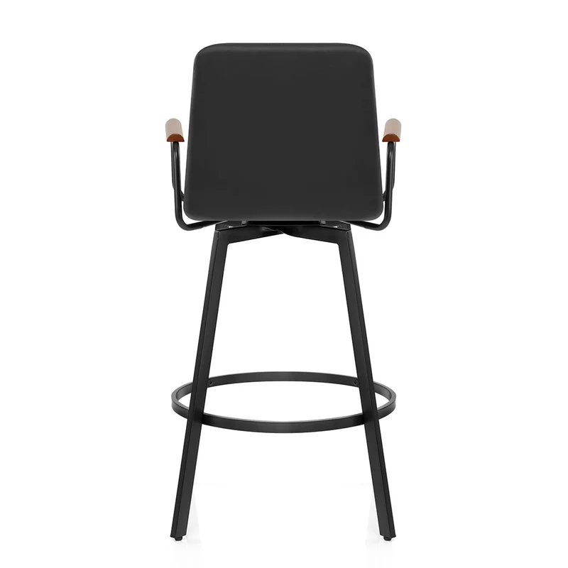 Tabouret Faux Cuir Bois - Marco Noir