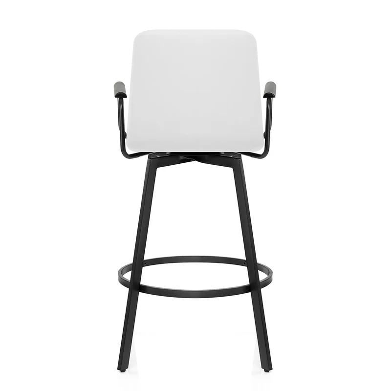 Tabouret Faux Cuir Noir - Marco Blanc