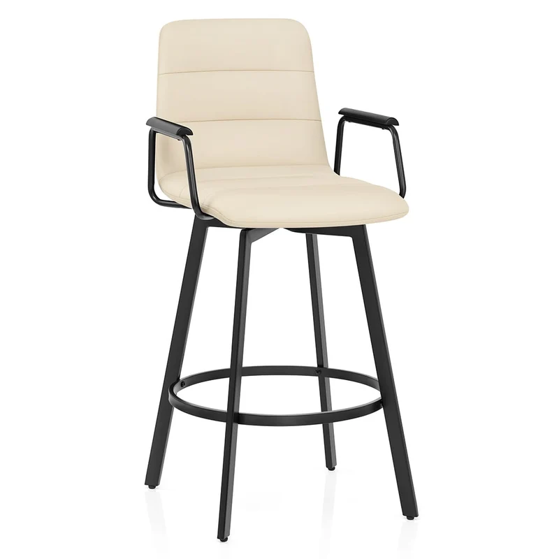 Tabouret Faux Cuir Noir - Marco Crème