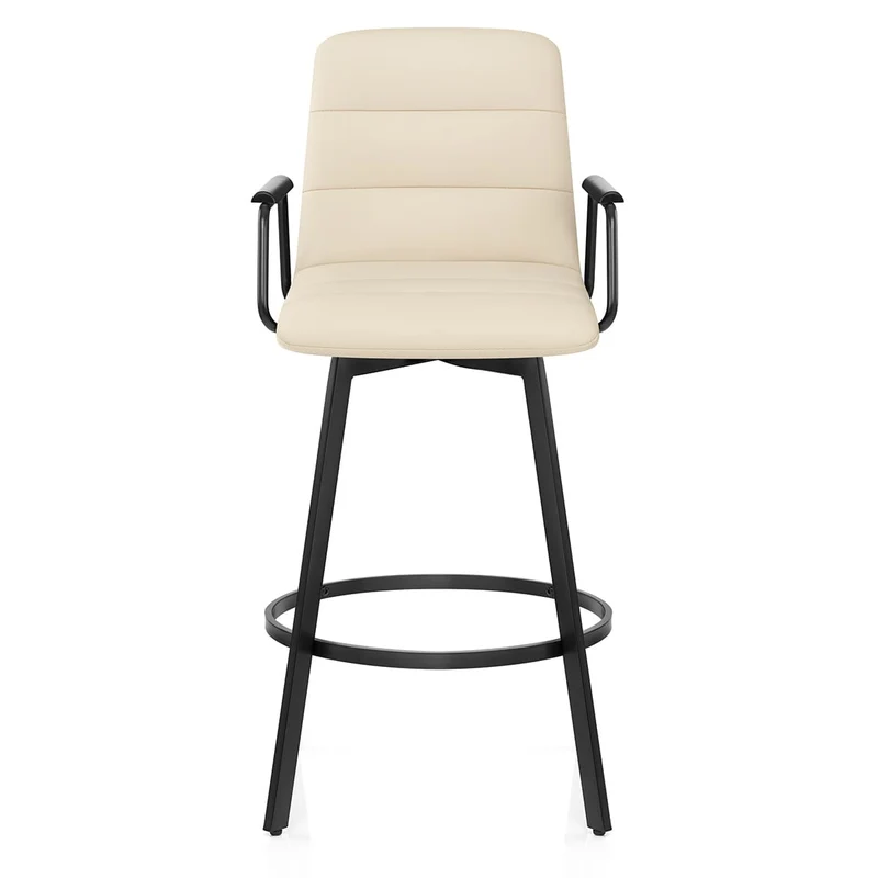 Tabouret Faux Cuir Noir - Marco Crème