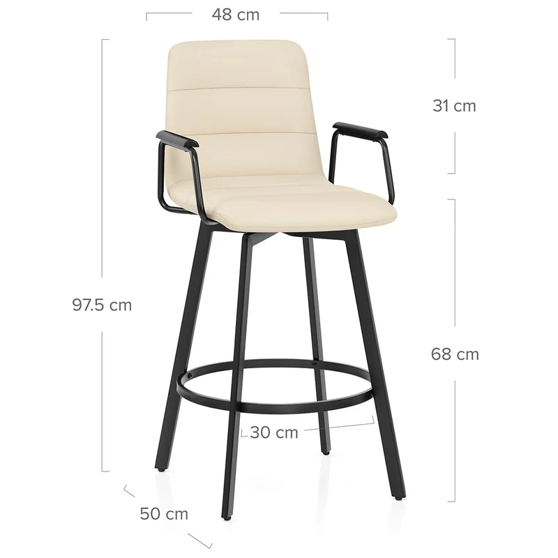 Tabouret Faux Cuir Noir - Marco Crème